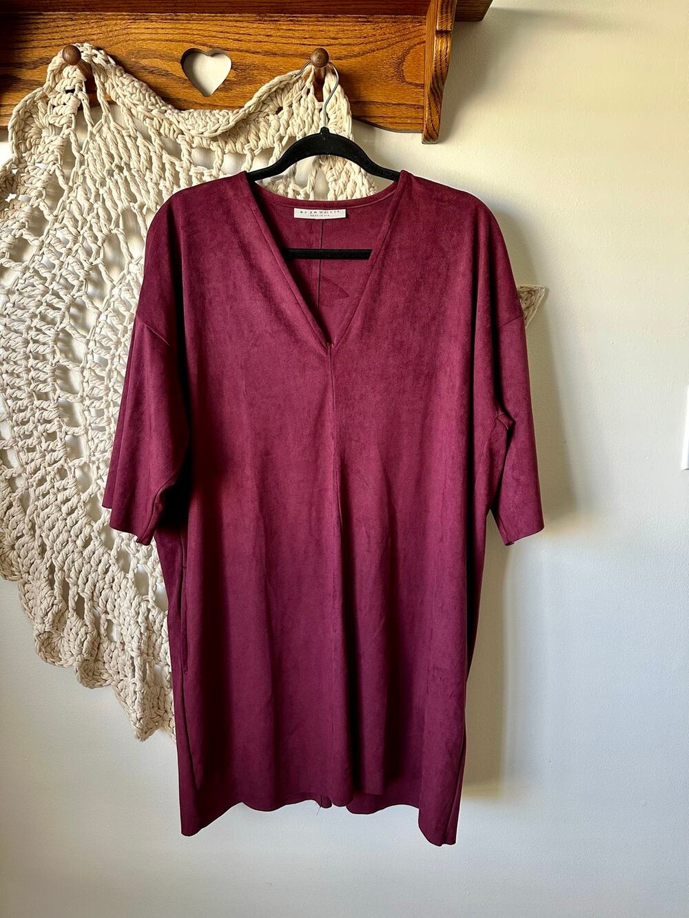Bryn Walker Bingley Faux Suede Moleskin Red Tunic Dress Size Medium